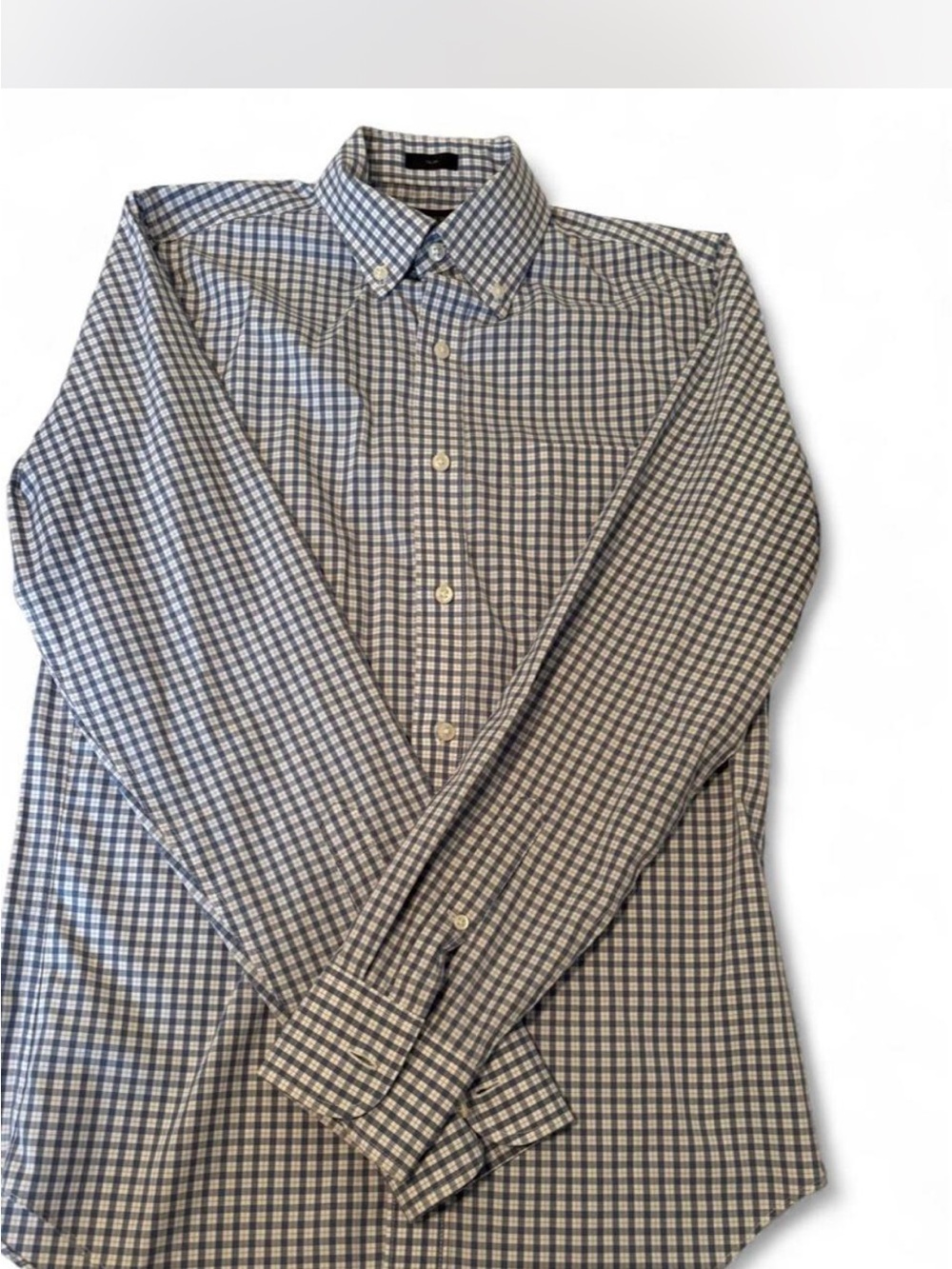 J Crew Men's Long-Sleeve Button-Down Check Shirt - Blue & White